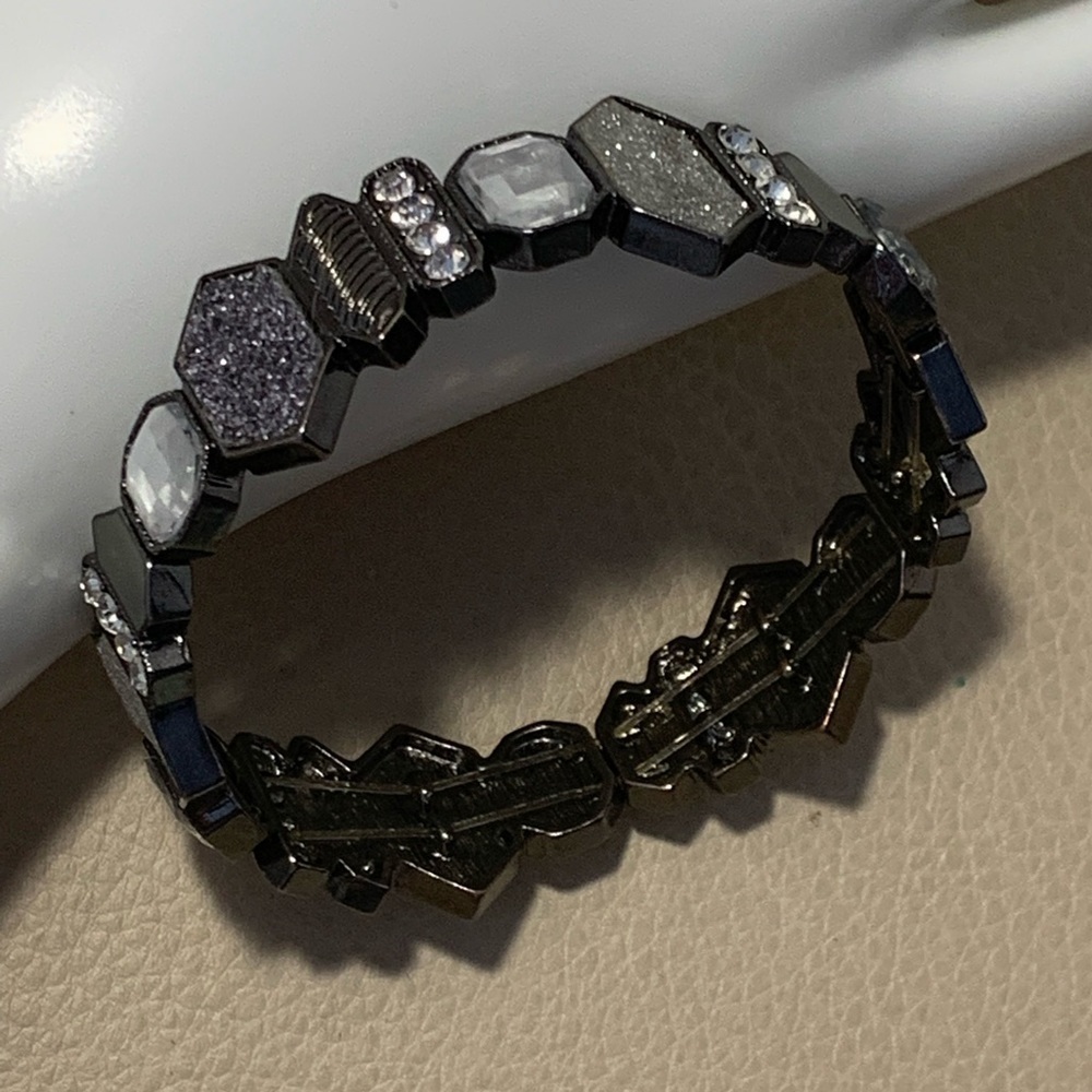 Silver Glitter & Rhinestone Bracelet - Picture 2 of 2